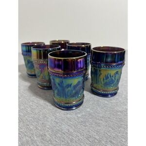 Vintage Westmoreland Carnival Glass Bird Tumblers Set of 6 Heron 4 Inch